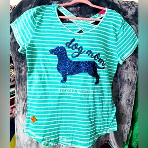 Simply Southern Fancy T with Blingy Dog on Front Keyhole Back